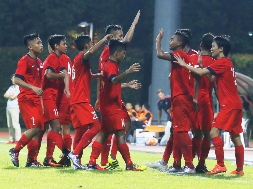 The Young Lions put on a dominant display to beat Hong Kong 5-0. Photo: Ernest Chua