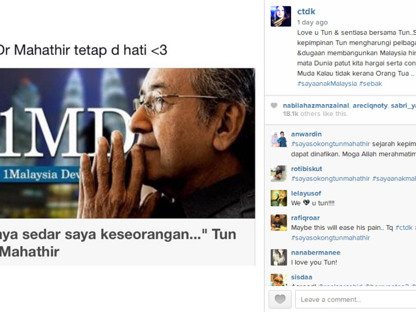 A screenshot of Siti Nurhaliza's post on Instagram where she shower her support for Dr Mahathir. Photo: Siti Nurhaliza's Instagram Account