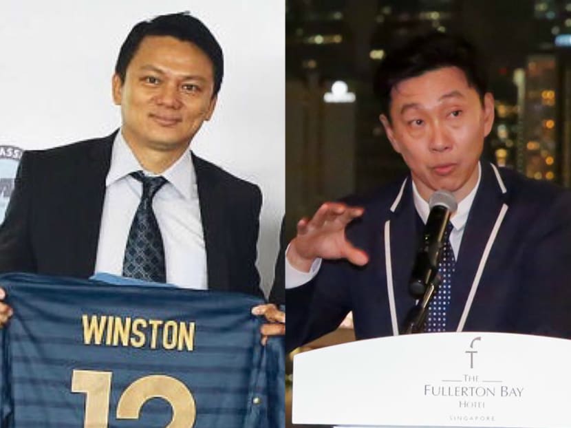 (From L-R): FAS general secretary Winston Lee and Hougang United chairman Bill Ng. Photo: FAS and Hougang United Facebook pages