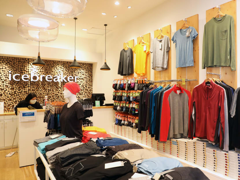The Icebreaker store at Capitol Singapore mainly sells winter and outdoor adventure apparel, which has seen plummeting demand as international travel grinds to a near halt due to the Covid-19 pandemic. The Icebreaker store at Capitol Singapore mainly sells winter and outdoor adventure apparel, which has seen plummeting demand as international travel grinds to a near halt due to the Covid-19 pandemic.