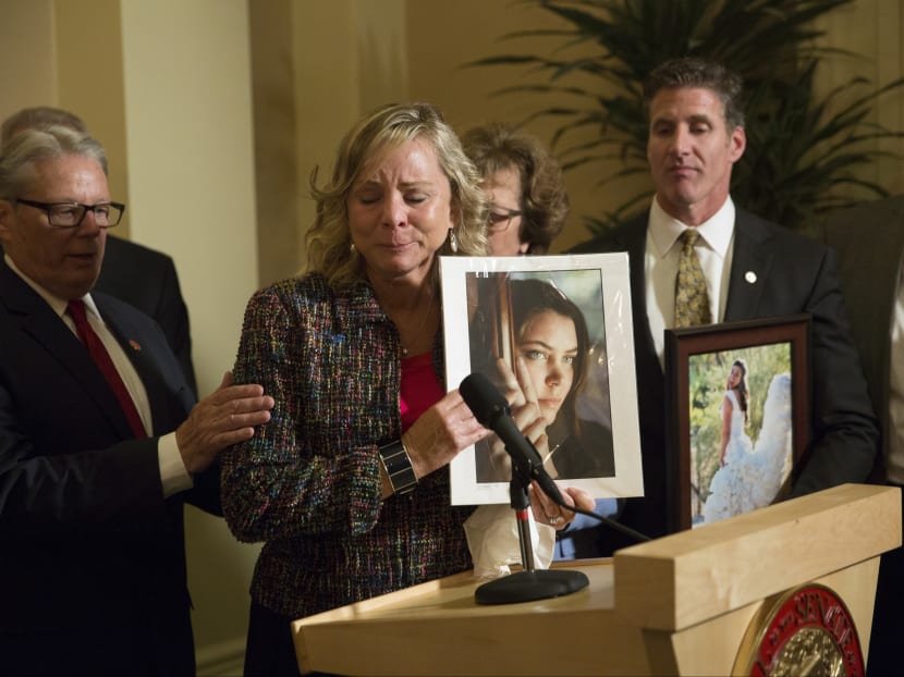In this Sept 11, 2015 file photo, Mrs Debbie Ziegler, mother of Brittany Maynard, speaks to the media after the passage of legislation, which would allow terminally ill patients to legally end their lives, at the state Capitol in Sacramento, Calif. Photo: AP