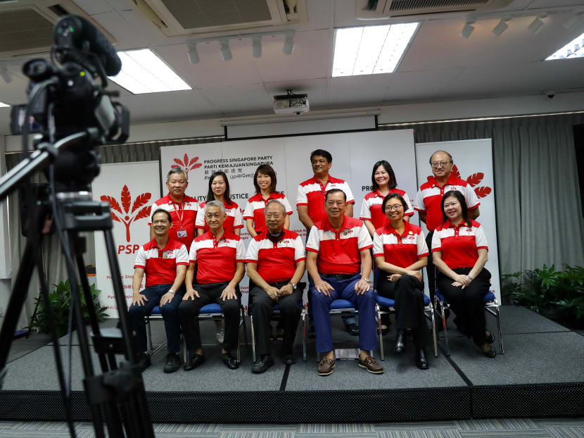 Progress Singapore Party's newly elected central executive committee members are (from left, front row): Mr Leong Mun Wai, Mr Wang Swee Chuang, Dr Tan Cheng Bock, Mr Francis Yuen, Ms Hazel Poa and Ms Peggie Chua; (back row) Mr Phang Yew Huat, Ms Wendy Low, Ms Jess Chua, Mr Harish Pillay, Ms Kayla Low and Dr Ang Yong Guan.