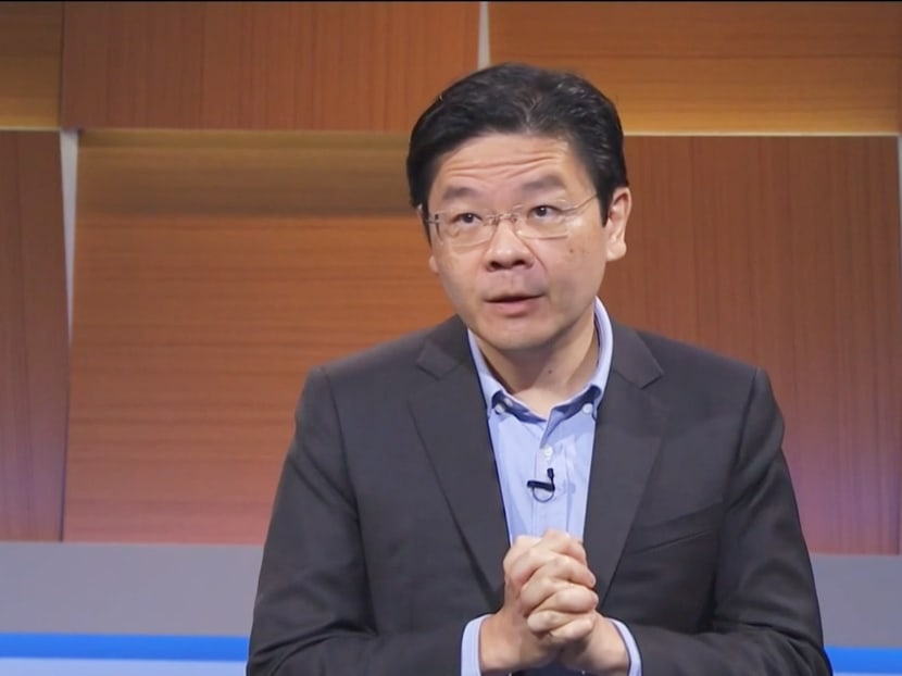 Finance Minister Lawrence Wong speaking on television on Feb 22, 2022.