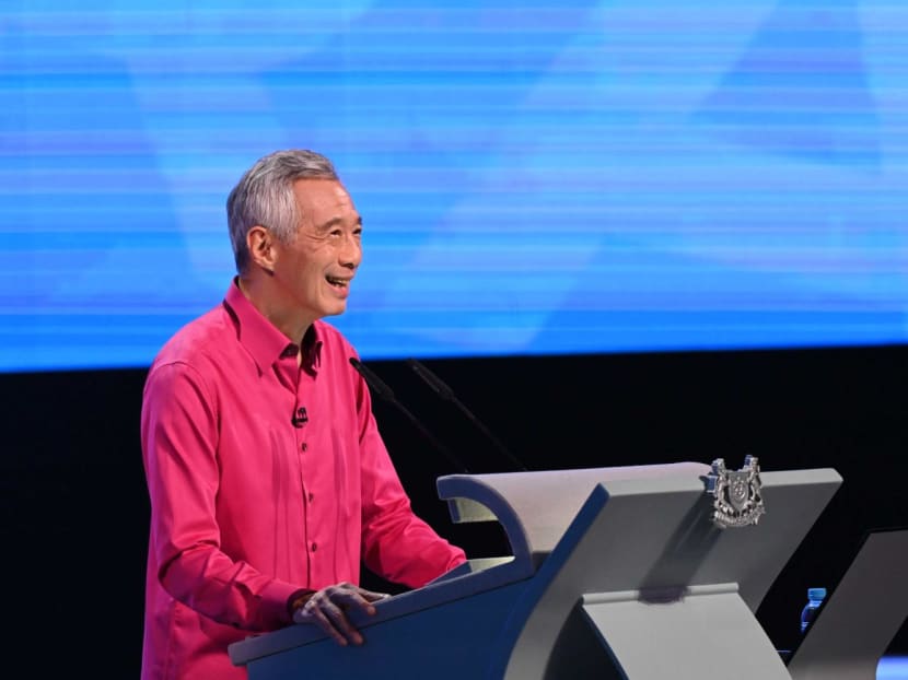 Prime Minister Lee Hsien Loong delivering the National Day Rally speech on Aug 29, 2021.