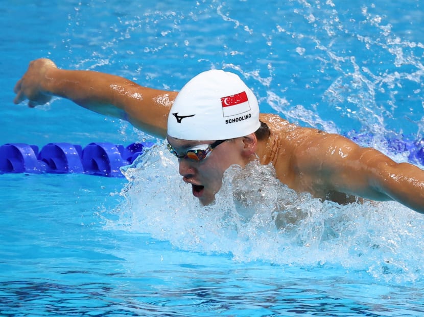 Joseph Schooling during the Men's 100m butterfly heat at the Tokyo 2020 Olympic Games.