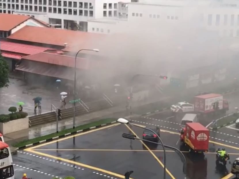 A fire at a coffee shop in Jurong West. There were no reported injuries and the fire was extinguished using one water jet and a hose reel, SCDF said.