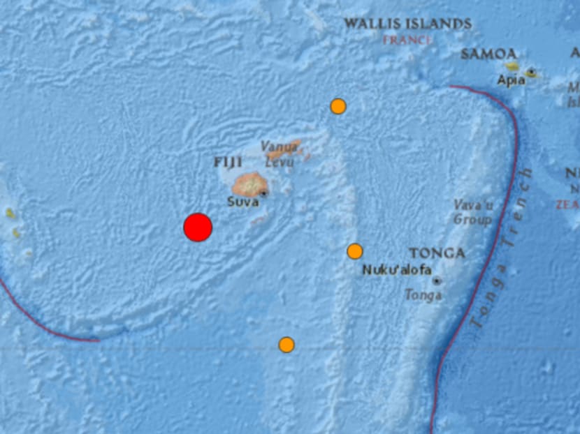 A shallow 7.2-magnitude earthquake struck off the coast of Fiji on Wednesday, the US Geological Survey said, triggering a local tsunami warning. Screencap from USGS website
