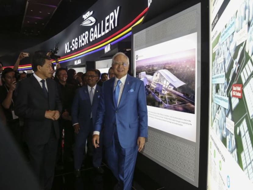 Former Malaysian prime minister Najib Razak visiting the Kuala Lumpur-Singapore High Speed Rail gallery at the Malaysia International Trade and Exhibition Centre in Kuala Lumpur. Former Malaysian prime minister Najib Razak visiting the Kuala Lumpur-Singapore High Speed Rail gallery at the Malaysia International Trade and Exhibition Centre in Kuala Lumpur.