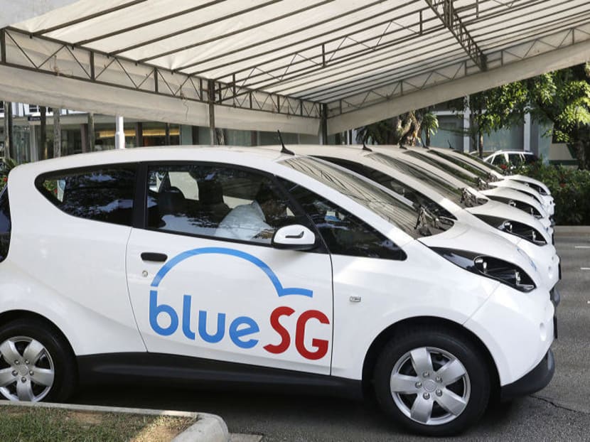 Electric vehicle car-sharing programme by Blue SG. TODAY file photo