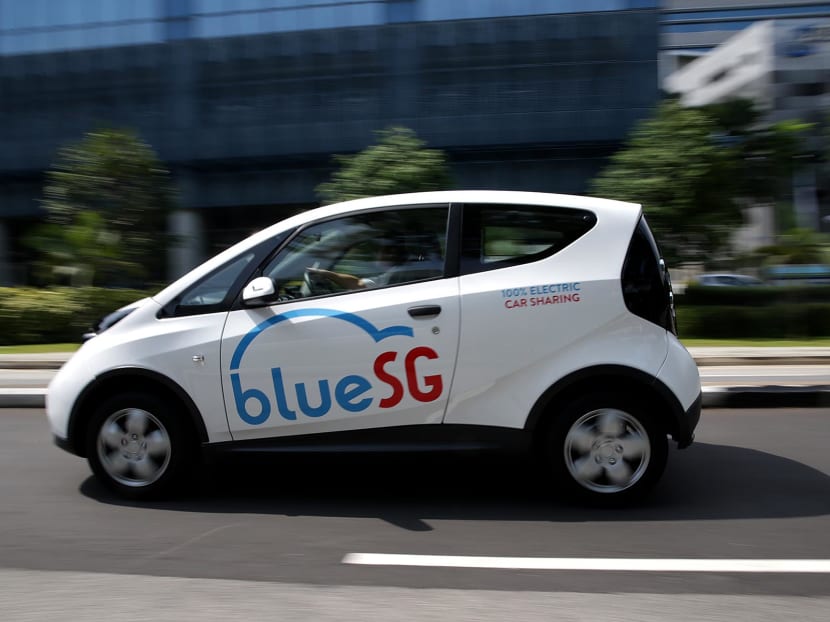 From December, about 80 electric cars under the first large-scale island-wide electric car-sharing programme from developer and operator BlueSG will hit the roads progressively. Photo: Wee Teck Hian/TODAY