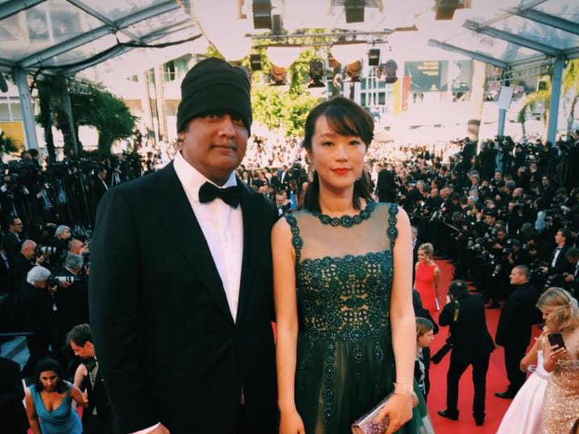 A Yellow Bird's director, K Rajagopal (left) with the film's actress Huang Lu, at the red carpet of Cannes Film Festival. Photo: A Yellow Bird's Facebook page
