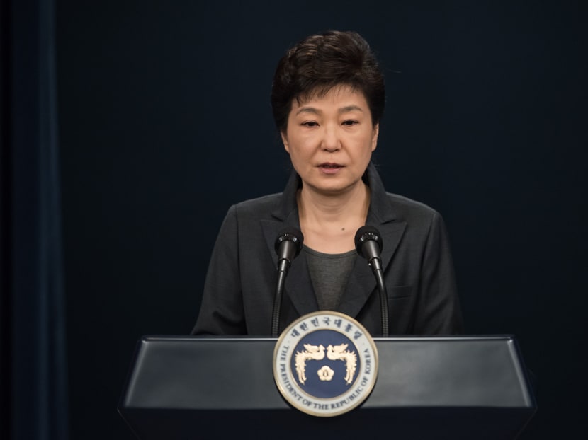 This file photo taken on Nov 4, 2016 shows South Korea's President Park Geun-Hye speaking during an address to the nation at the presidential Blue House in Seoul. Photo: AFP