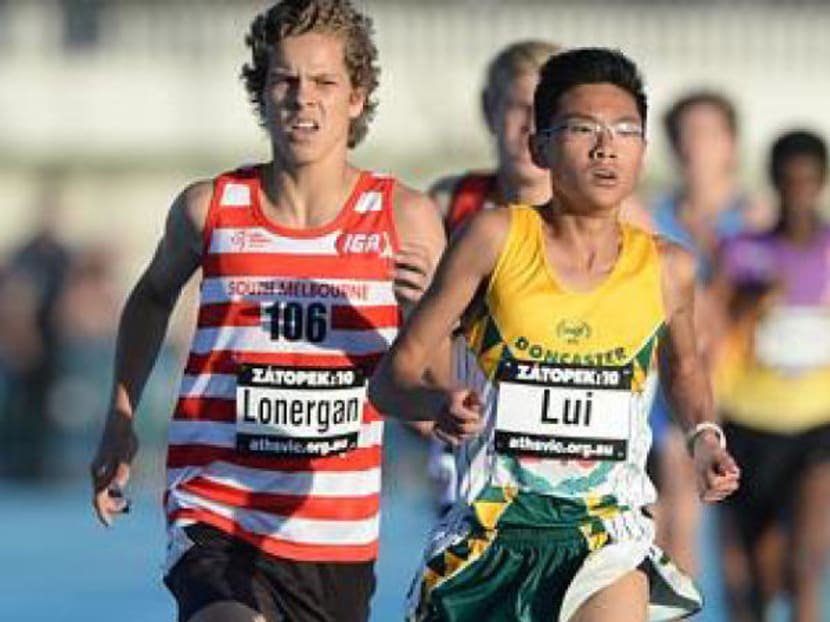 Lui Yuan Chow (right) competing in a race in Australia last year. CREDIT: Singapore Athletics