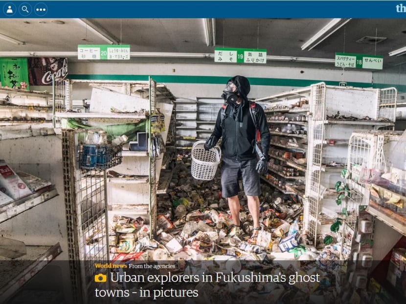 A screenshot of The Guardian's website featuring photographer Keow Wee Loong's Fukushima photos.