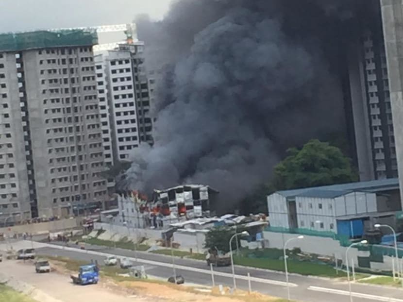 A fire broke out at a construction site at Choa Chu Kang this morning (June 11). Photo: mxjpg/Twitter