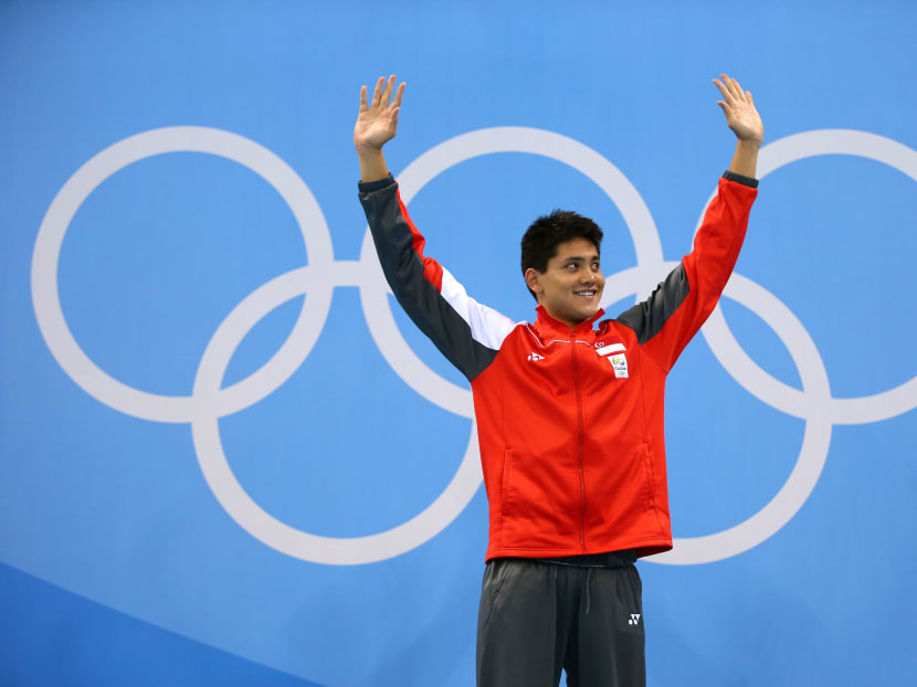 Joseph Schooling celebrates winning the 100m butterfly final. Photo: Getty Images