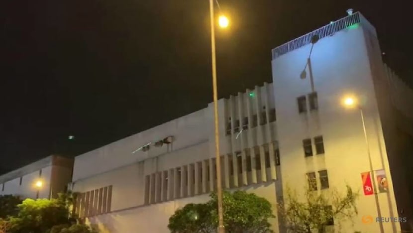 Protesters target China's Hong Kong barracks with laser lights
