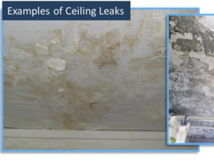 Examples of ceiling leaks. Photo: HDB