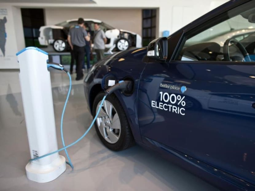 An electric car on display in Tel Aviv. Photo: Reuters