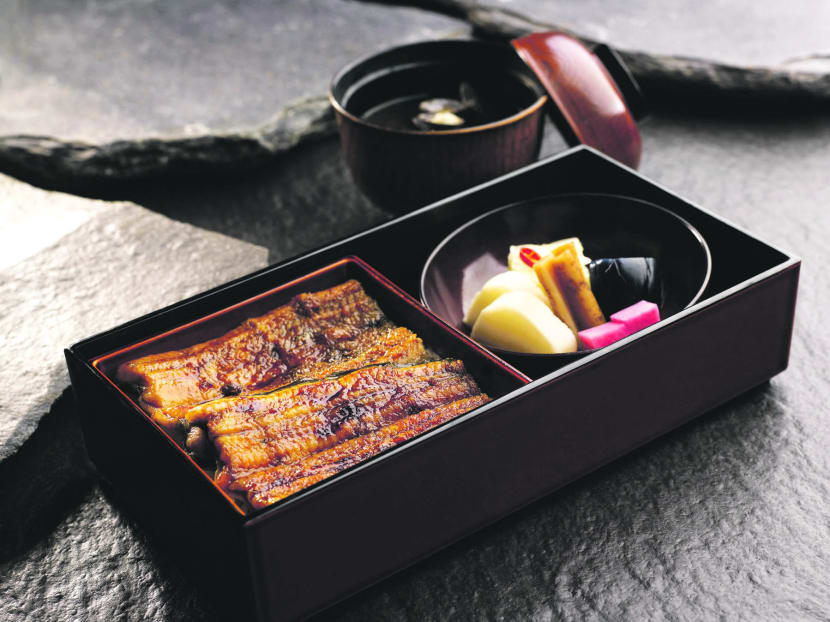 Seasonal selections at The Summer Unagi Festival at Mikuni that diners can expect includes delectable dishes like Charcoal Grilled Eel on Rice, Mixed Japanese Pickle, Kyusu Shimiji Clam Miso Soup. Photo: Fairmont Singapore