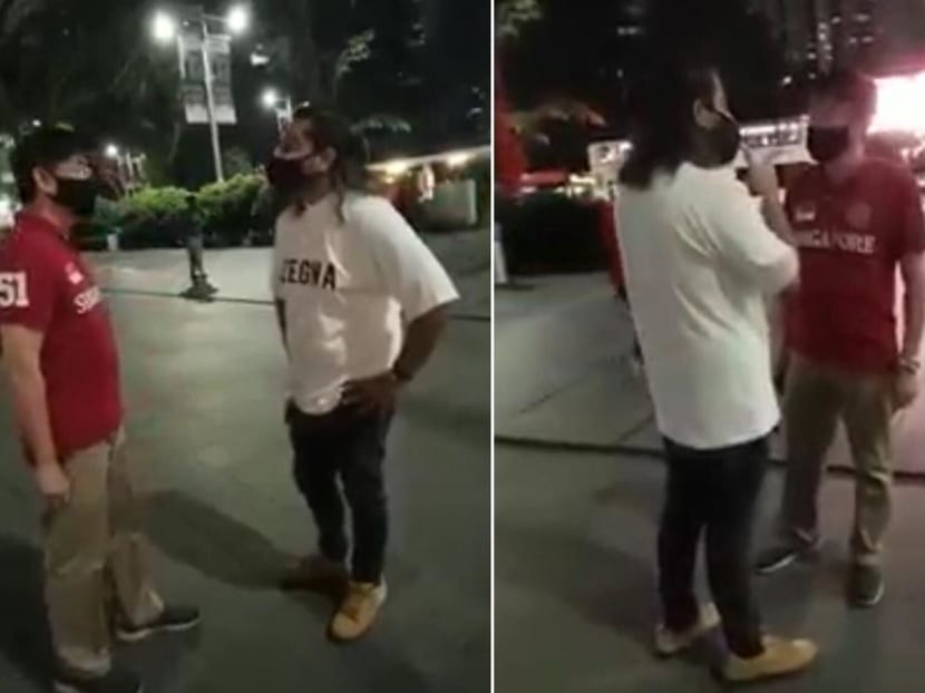 Screenshot of a viral video showing Mr Dave Parkash (right in left image) being confronted by Mr Tan Boon Lee, a senior lecturer at Ngee Ann Polytechnic's School of Engineering. Screenshot of a viral video showing Mr Dave Parkash (right in left image) being confronted by Mr Tan Boon Lee, a senior lecturer at Ngee Ann Polytechnic's School of Engineering.