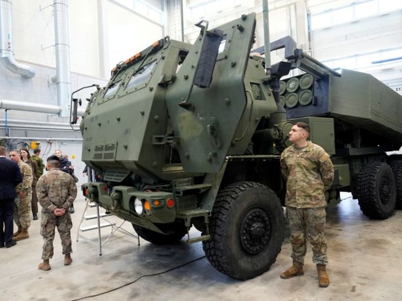 FILE PHOTO: U.S. Servicemen stand next to the M142 High Mobility Artillery Rocket System (HIMARS) during its presentation in Tapa military base, Estonia January 6, 2023. REUTERS/Ints Kalnins/File Photo