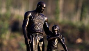 Statue of Kobe and Gigi Bryant placed at crash site on anniversary