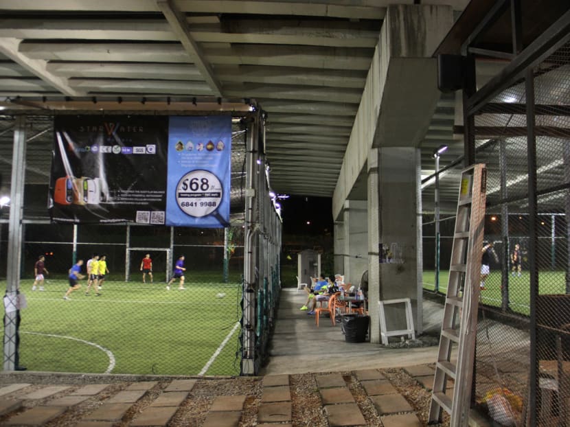 The futsal facility under the Thomson flyover. Photo: Jaslin Goh/TODAY