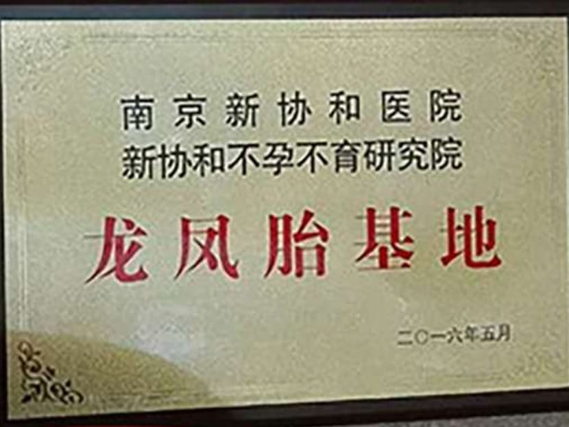 The plaque of the twins fertility clinic at the hospital. Photo: Handout via South China Morning Post