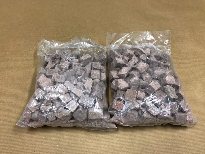 Some 900g of heroin were found hidden in the underwear of a motorcyclist at Tuas checkpoint on Dec 21, 2016. Photo: CNB