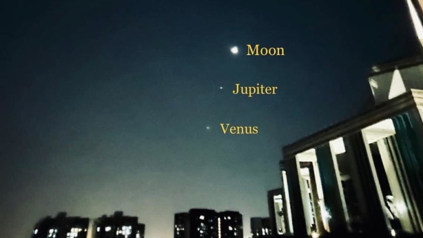 In pictures: Crescent moon, Jupiter and Venus seen in alignment
