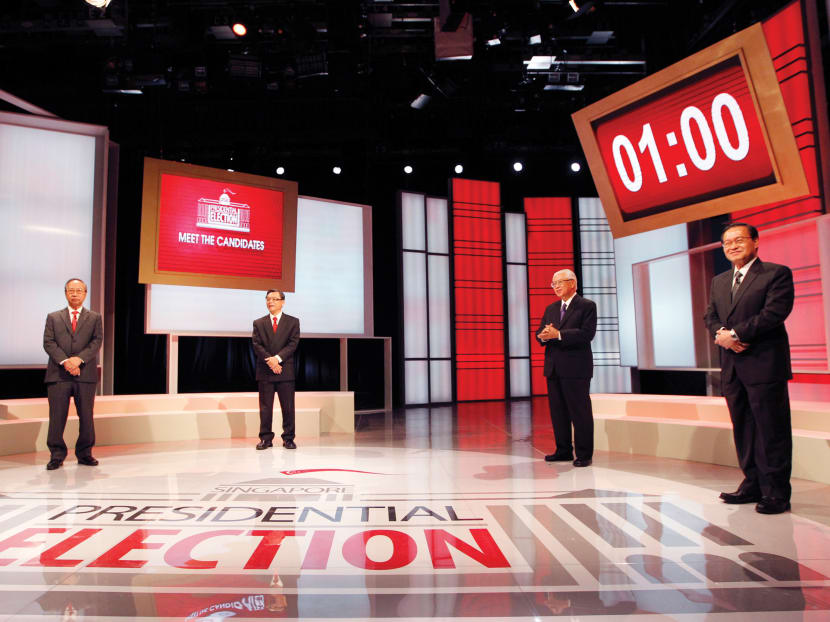 The candidates in the 2011 Presidential Election during a recording at Mediacorp. TODAY file photo