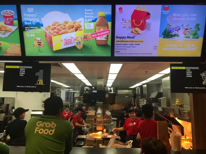 The bottled curry sauce was sold out at the McDonald's outlet at Waterway Point. The bottled curry sauce was sold out at the McDonald's outlet at Waterway Point.