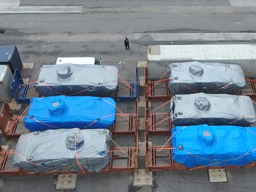Nine armoured vehicles bound for Singapore from Taiwan were seized at a Hong Kong port on Wednesday. Photo: FactWire News Agency