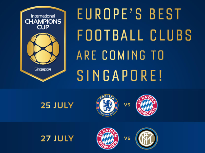The fixtures for the International Champions Cup in Singapore in July. Tickets go on sale on Thursday. Photo: ICC Facebook page