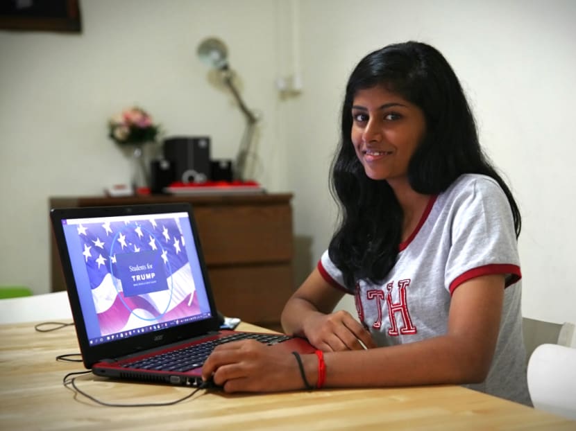 Portrait of Hrithie Menon, 15, who was engaged to create a prezi, or video slideshow, targeted at youths for U.S. President-elect Donald Trump's campaign. Photo: Nuria Ling/TODAY