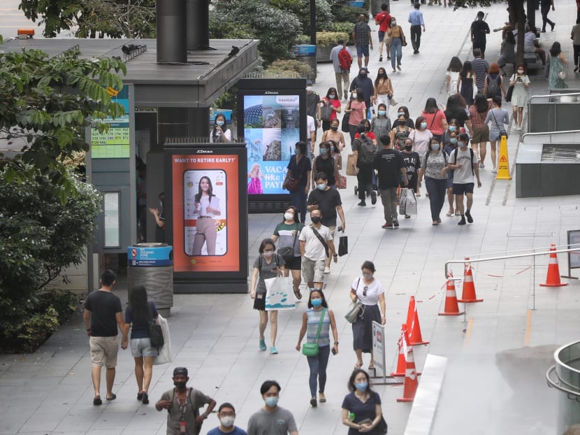 Crowds at Orchard Road on the first day of Phase Three on Dec 28, 2020.