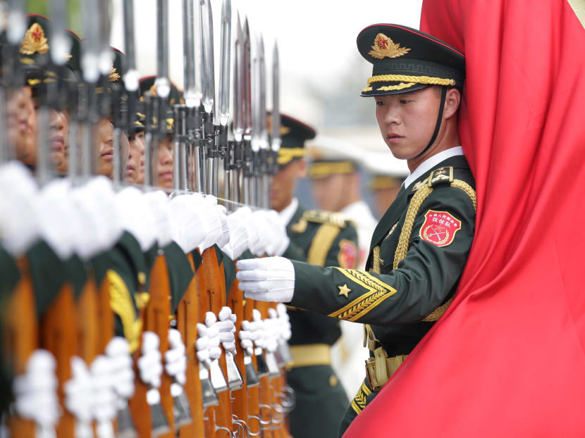 Photo of the day: Soldiers practising ahead of a welcoming ceremony for Trinidad and Tobago Prime Minister Keith Rowley outside the Great Hall of the People in Beijing, China on Monday (May 14).