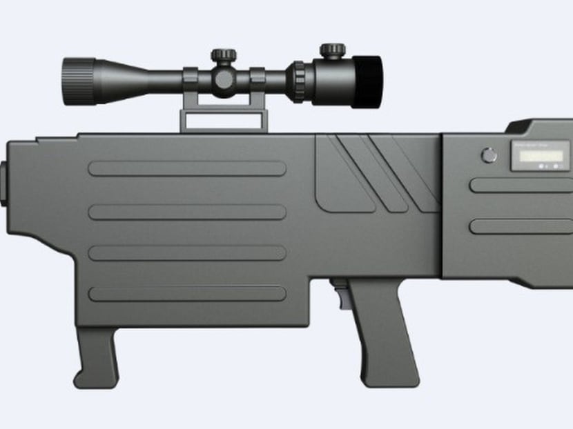 Exterior design of the ZKZM-500 laser assault rifle. It is classified as being "non-lethal" although it produces an energy beam that cannot be seen by the naked eye but can pass through windows and cause the "instant carbonisation" of human skin and tissues.