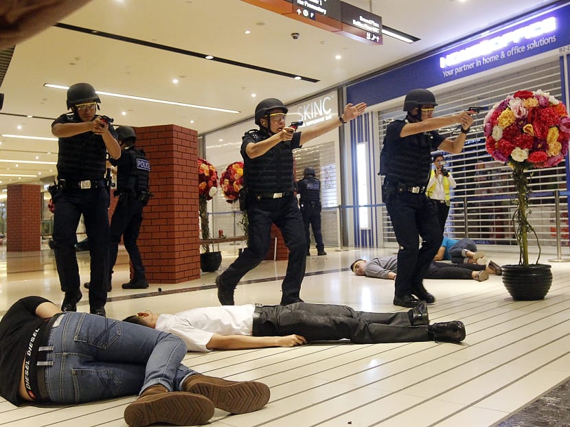 Police conduct anti-terror exercises at Dhoby Ghaut, Downtown MRT stations
