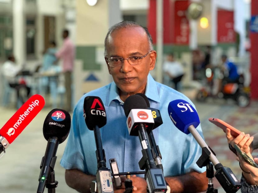 Law and Home Affairs Minister K Shanmugam addressing reporters on May 23, 2023.