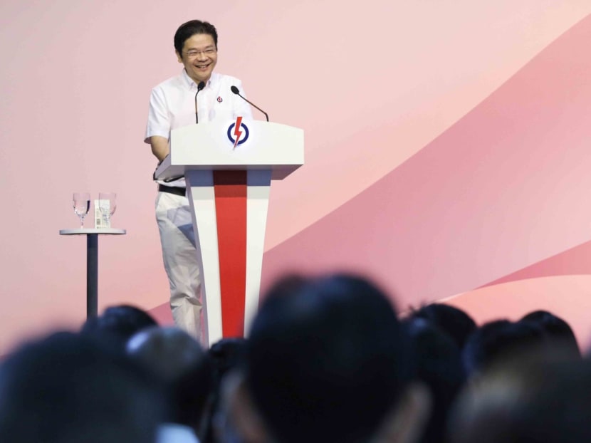 DPM Lawrence Wong giving his speech at the PAP conference on Nov 6, 2022.
