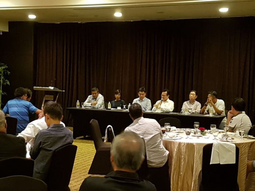 Team LKT members speaking to FAS affiliates at the dialogue session yesterday. The team stressed the need to be transparent and democratic, and will carry out changes in consultation with the fraternity. Photo: Team LKT