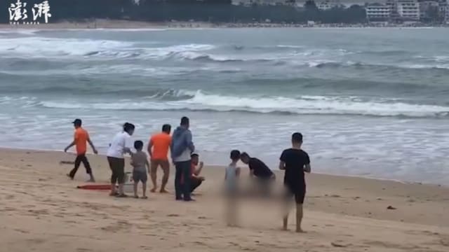 游海南三亚网红海滩 中国一家四口溺毙