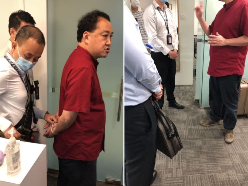 The arrest of Mr Lim Tean at his law firm's office on Oct 2, 2020.