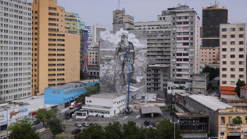 Street art emerges in Sao Paulo from the ashes of the burning Amazon Street art emerges in Sao Paulo from the ashes of the burning Amazon