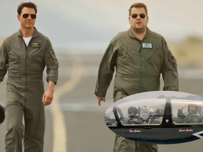 Tom Cruise Terrifies James Corden By Flying Him Around In A Vintage WWII Plane And A Modern Jet