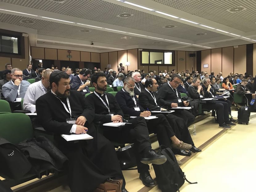 A session of the 13th annual exorcism conference taking place in Rome on April 16, 2018. Organisers of the weeklong “Exorcism and Prayer of Liberation” course seek to recruit and train armies of potential exorcists to confront spreading demonic forces.