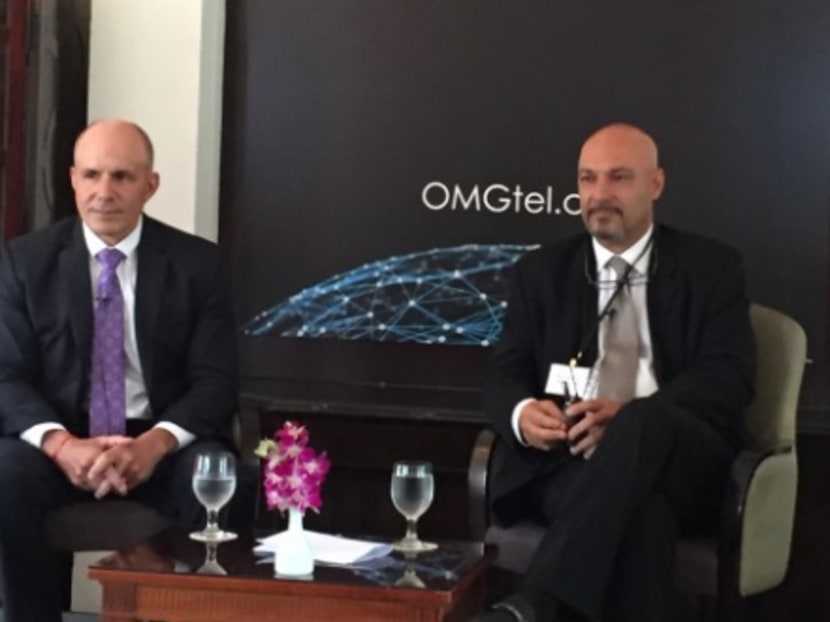 Mr Bill Amelio, CEO OMGtel (left) seen here with Mr Masoud Bassiri Chairman Consistel. Photo: Rumi Hardasmalani/TODAY