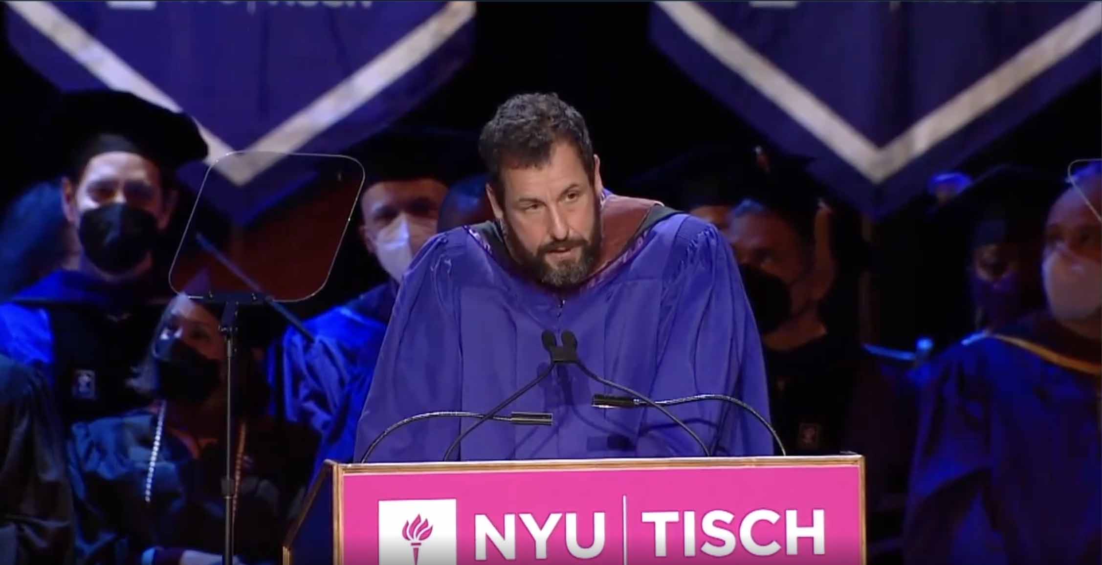 Adam Sandler Gives Hilarious NYU Tisch School Of The Arts Grad Speech, Jokes That They Chose The Arts Because They "Literally Can't Do Anything Else"